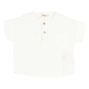 Búho - Camisa de lino para bebé | Blanco