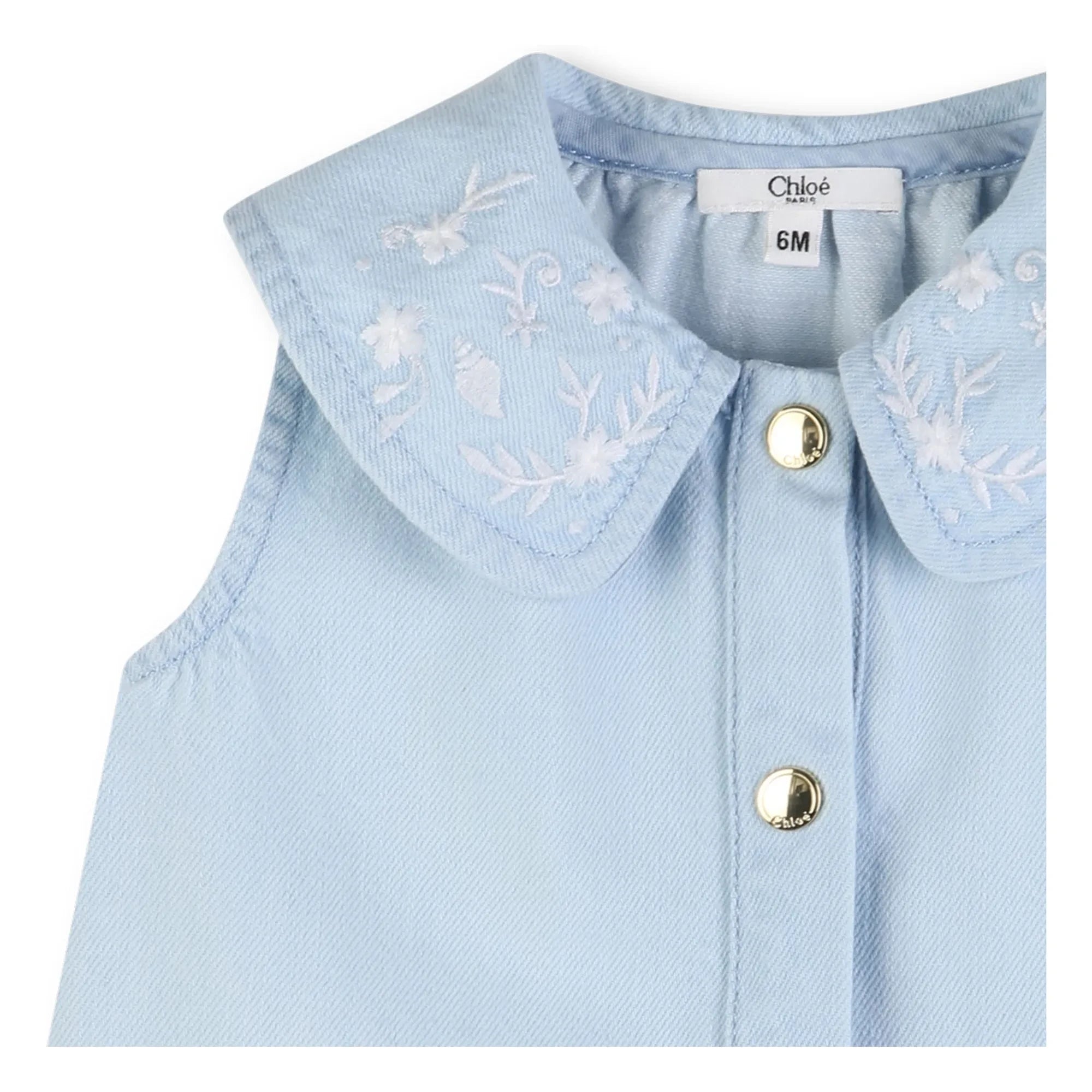 Chloé - Top vaquero bordado | Azul