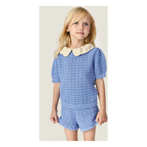 Mipounet - Shorts cortos de ganchillo de cereza azul | Azul