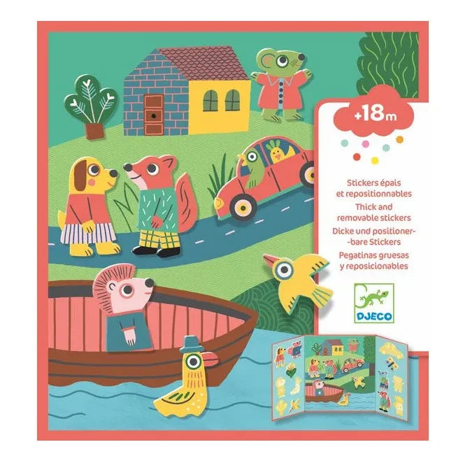 Djeco - Pegatinas gruesas reutilizables - Animales