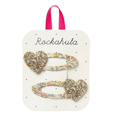 Rockahula Kids - Set de 2 clips de corazón dorado