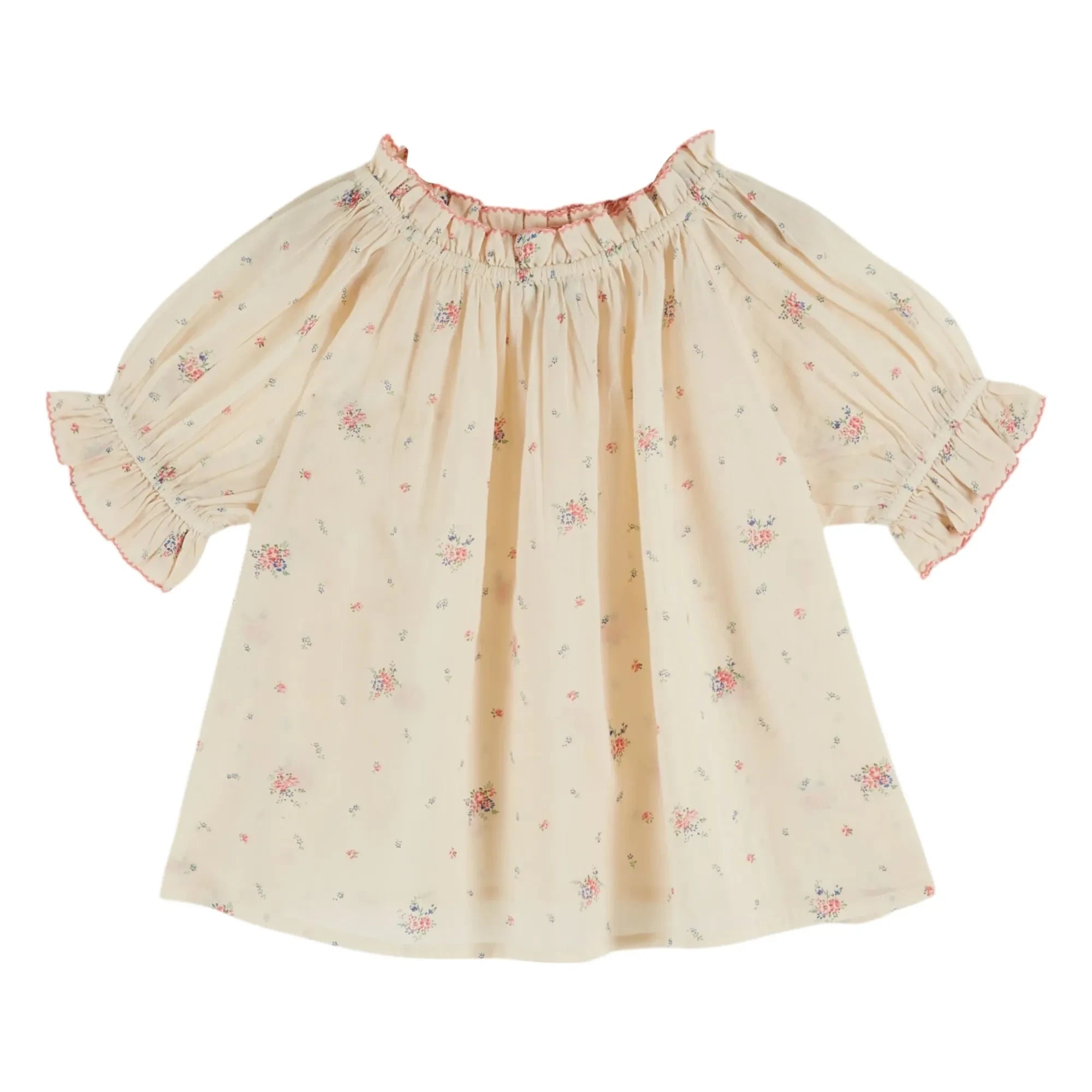 Emile et Ida - Blusa globo con estampado floral de algodón orgánico | Crema