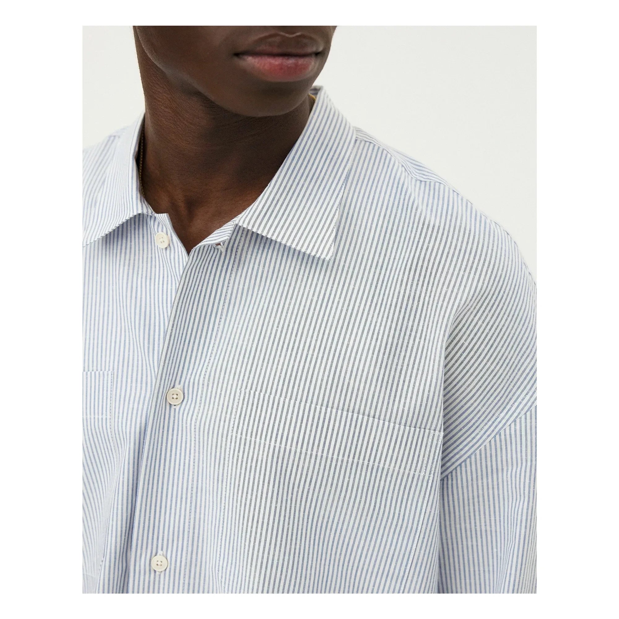 Noyoco - Camisa De Algodón Orgánico De Raya Bora | Azul Claro