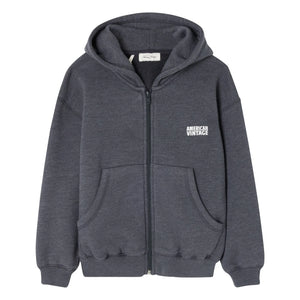 American Vintage - Sudadera Doven con cremallera | Carbón Veteado