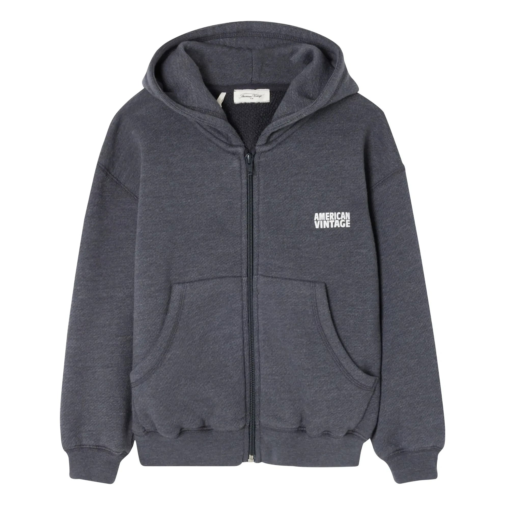 American Vintage - Sudadera Doven con cremallera | Carbón Veteado
