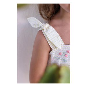 Tartine et Chocolat - Vestido sin tirantes bordado a rayas | Amarillo
