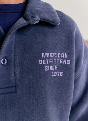 AO76 - Sudadera de Polo de Cuello con Algodón Reciclado | Gris Carbón