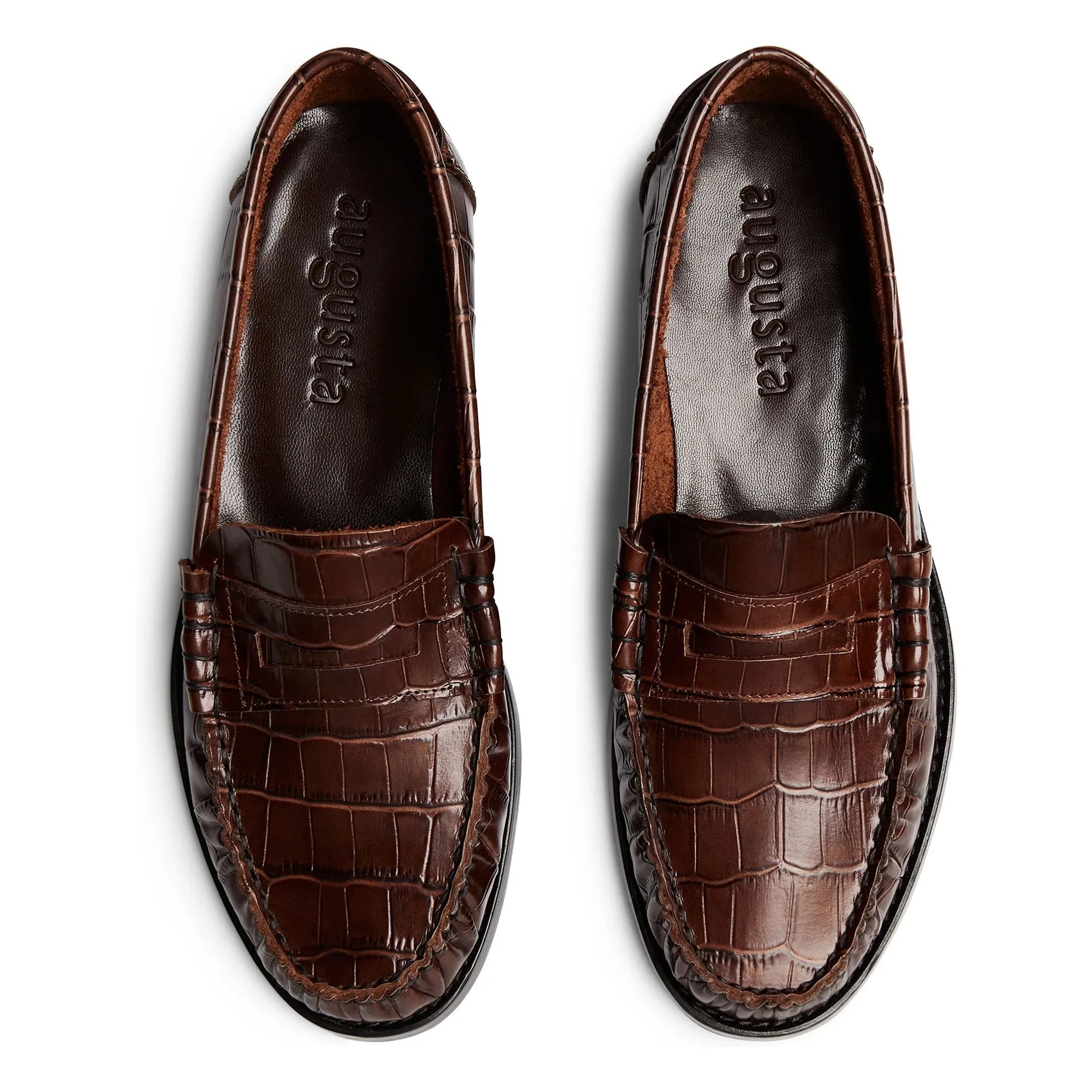 Augusta - Zapatos Loafer Estampado Cocodrilo | Chocolate