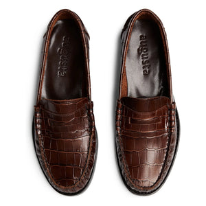Augusta - Zapatos Loafer Estampado Cocodrilo | Chocolate