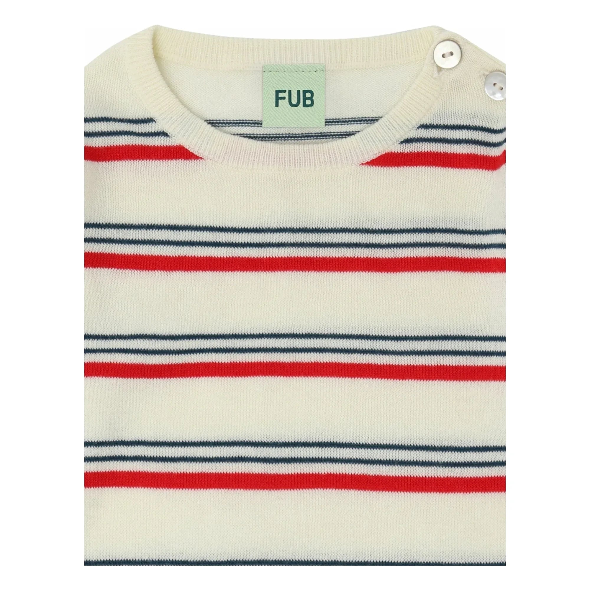 FUB - Body de algodón orgánico de manga larga a rayas | Rojo