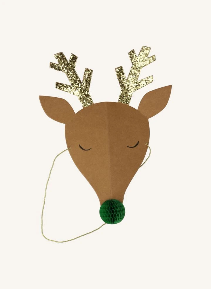 Meri Meri - Sombreros de Navidad con Ciervo Alegre - Pack de 6