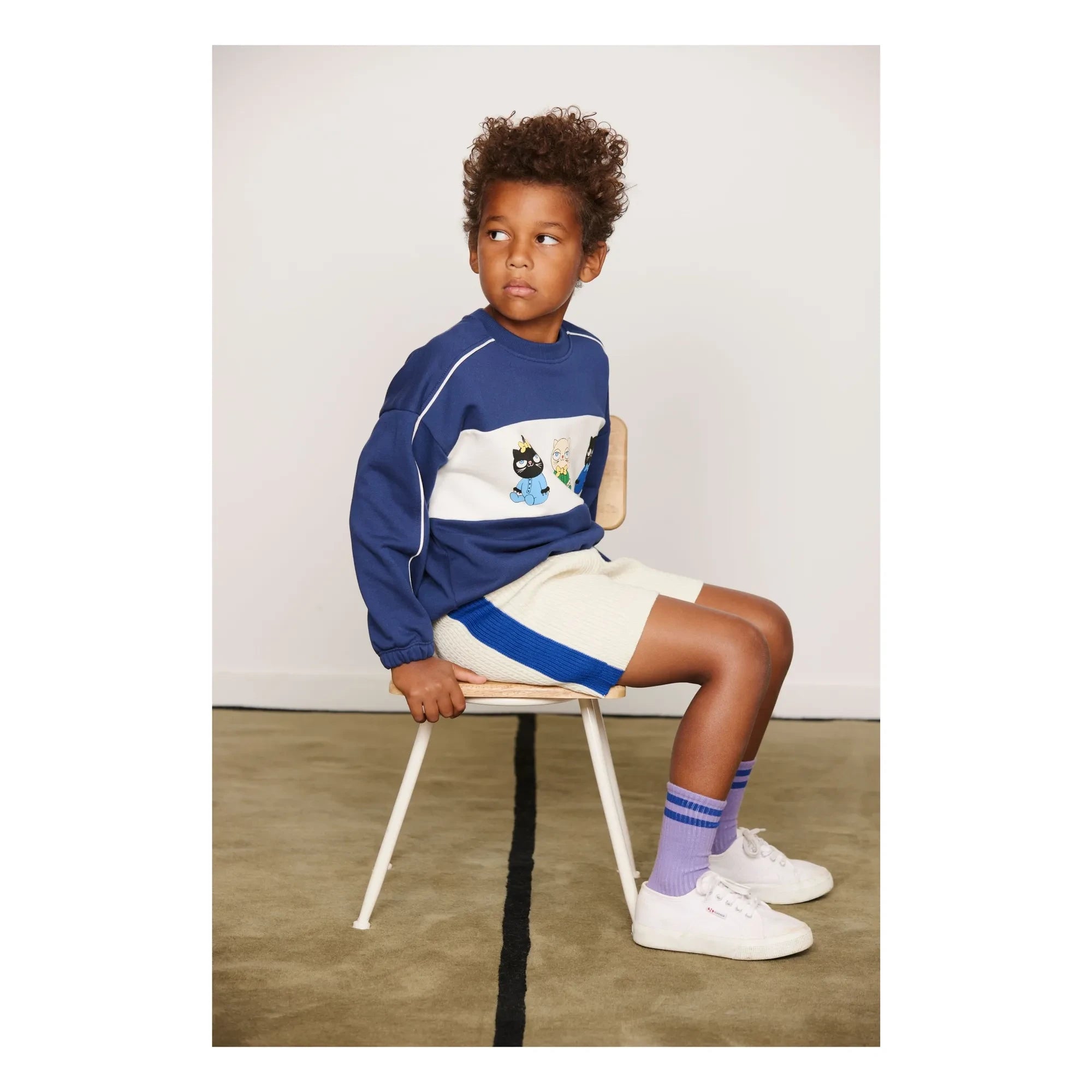 Mini Rodini - Sweatshirt de algodón orgánico con animales | Azul Oscuro