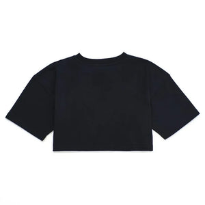Maison Mangostan - Flowery Crop T-shirt | Siyah