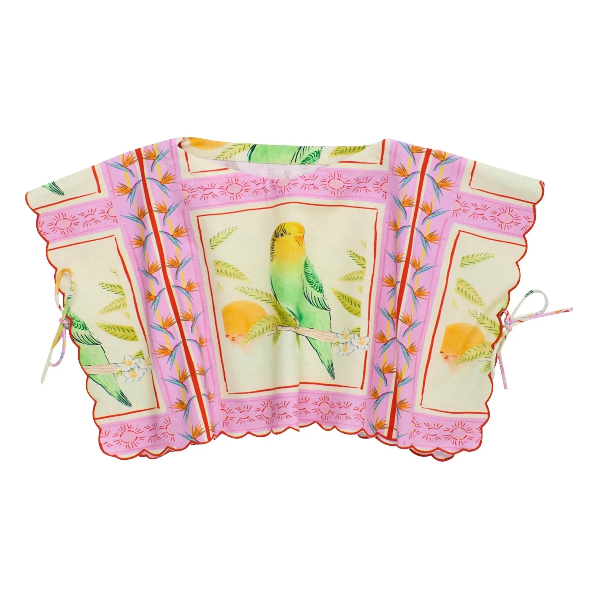 Maison Mangostan - Top patchwork pájaros | Rosa