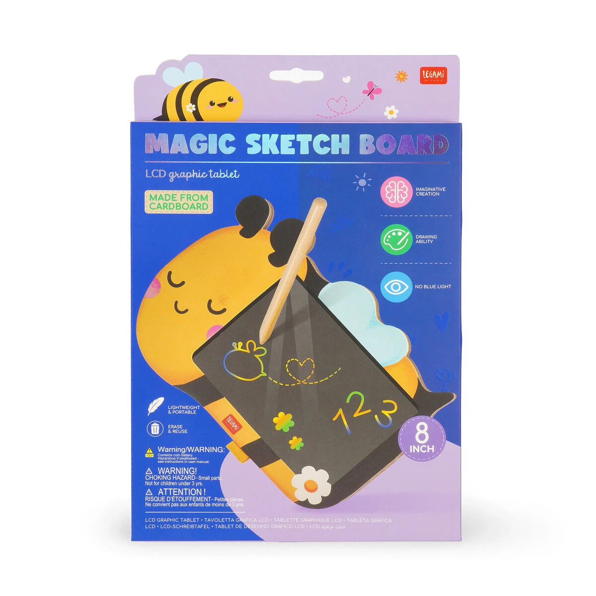 Legami - Tabla Portátil de Dibujo LCD Temática de Abeja - Tabla Mágica de Dibujo