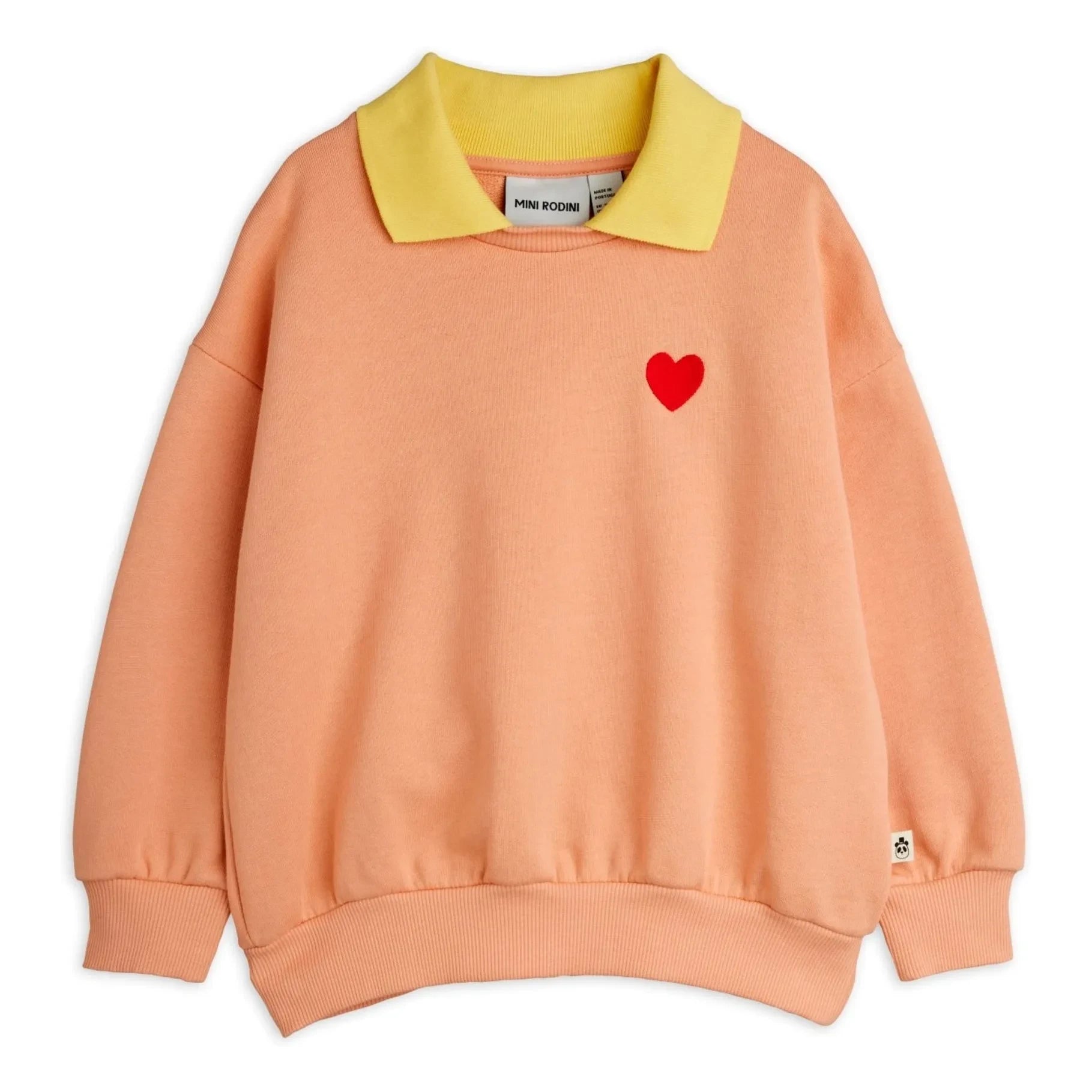 Mini Rodini - Sudadera de cuello corazón de algodón orgánico | Rosa claro