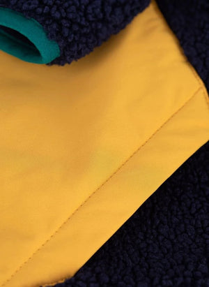 Petit Bateau - Chaqueta sherpa color block Midnight azul