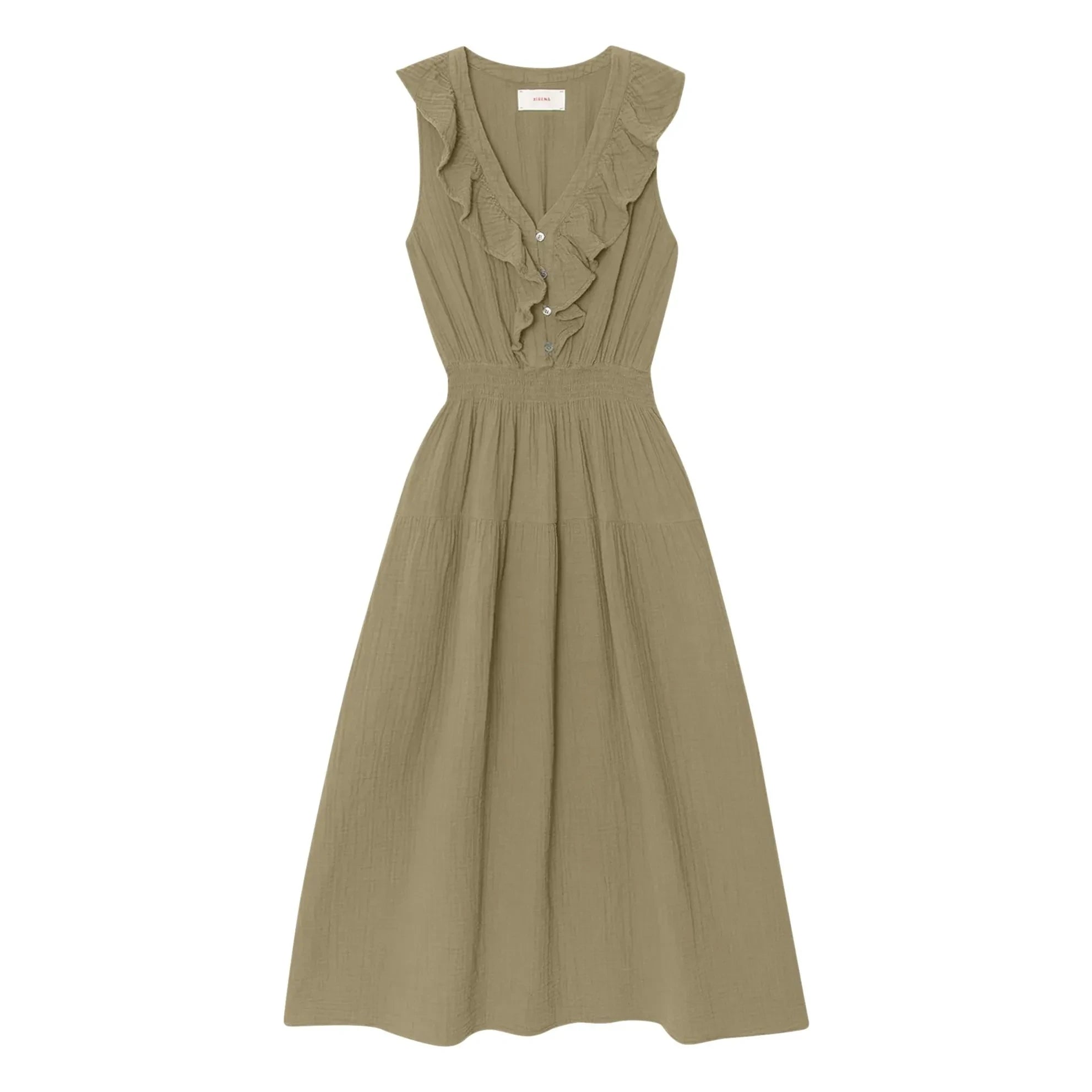 Xirena - Vestido de algodón Desa | Verde Oliva