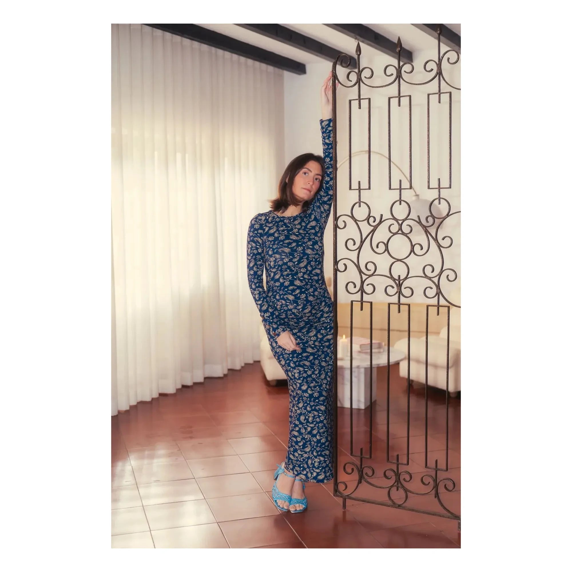 Colección Paloma - Vestido de maternidad Thelma Bandana | Azul