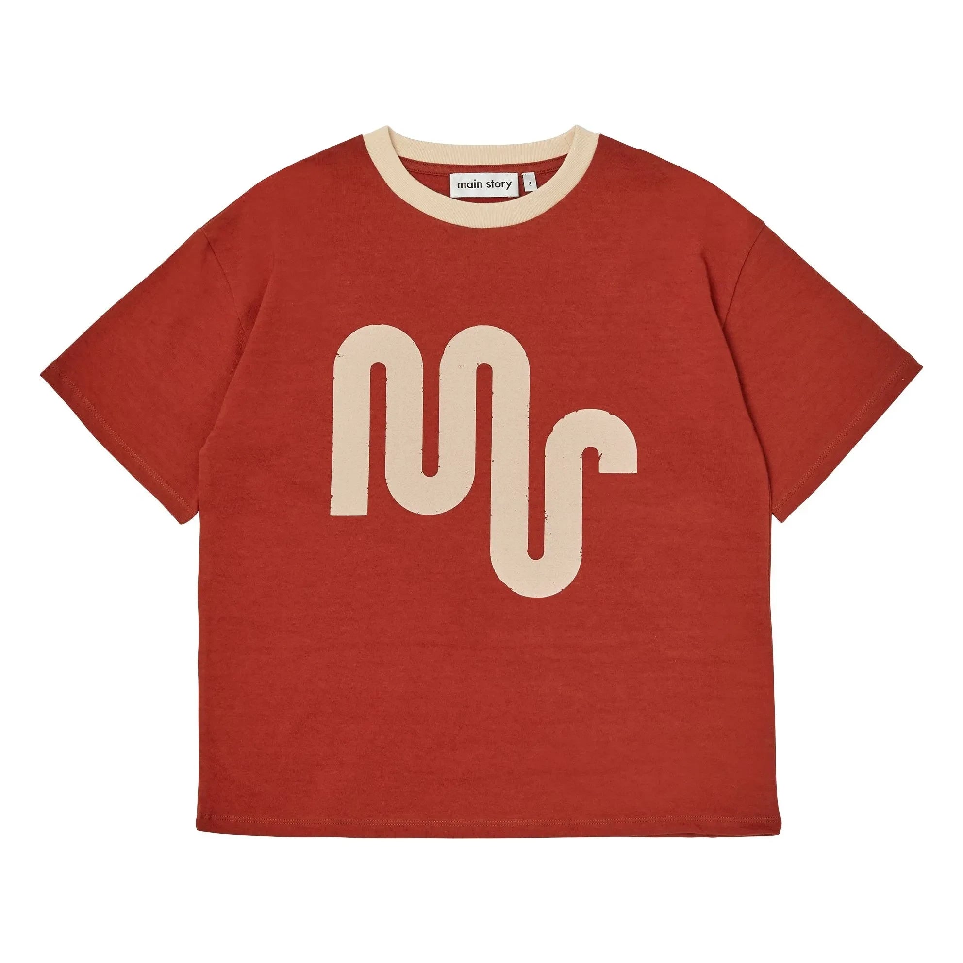 Main Story - Camiseta de algodón orgánico con logo largo | Rojo ladrillo