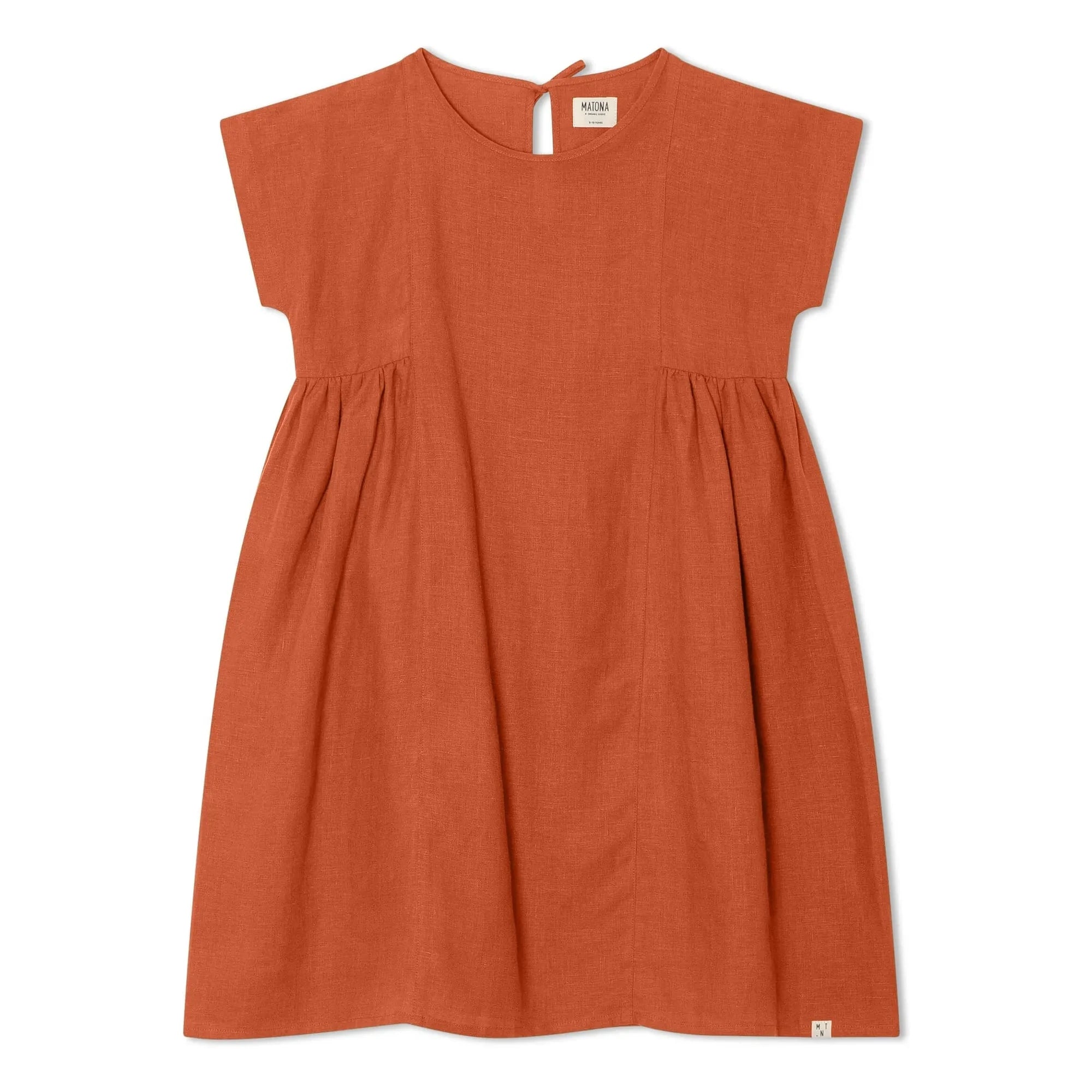 Matona - Vestido midi de lino con corte en caja | Verde Oscuro