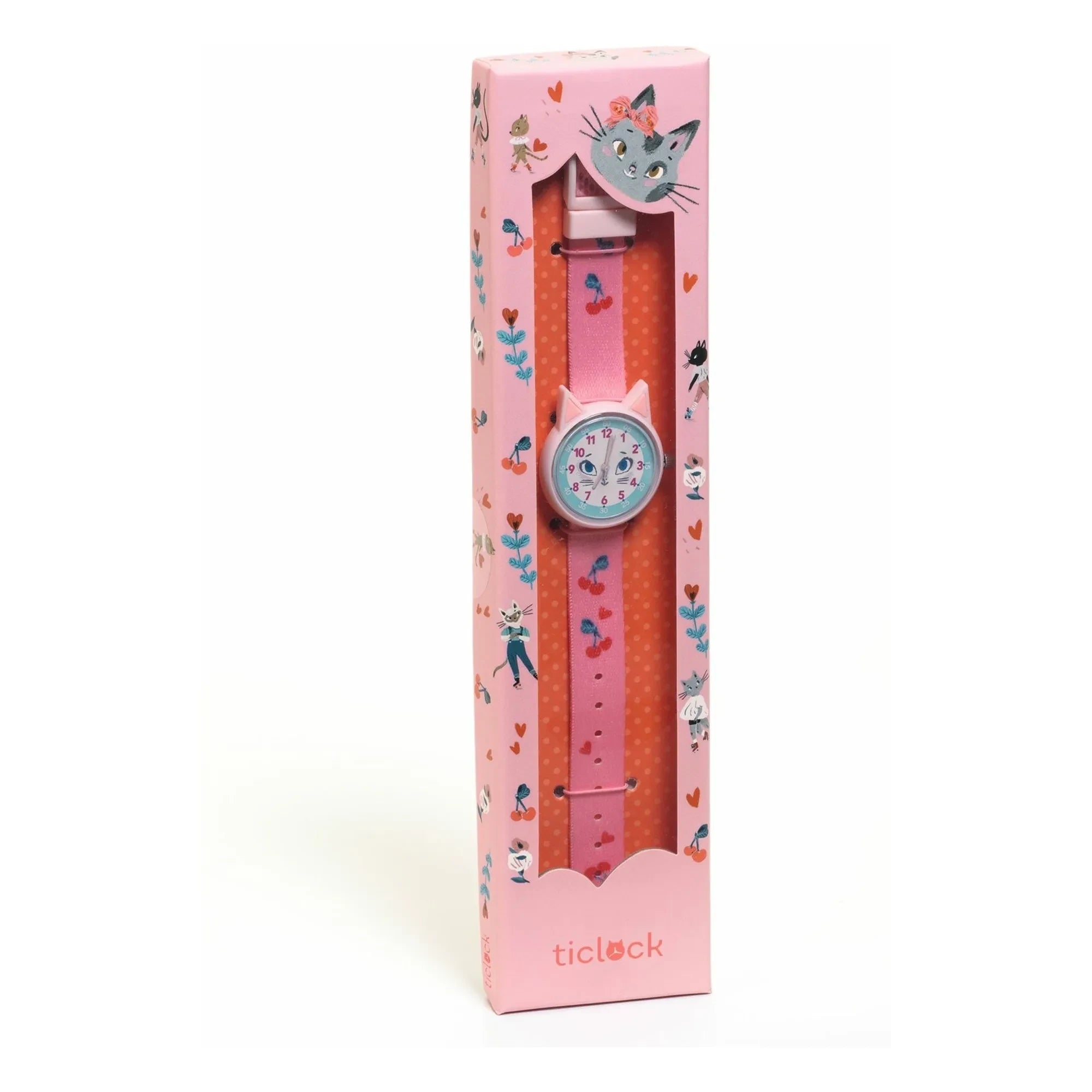 Djeco - TICLOCK - Reloj de Gato | Rosa