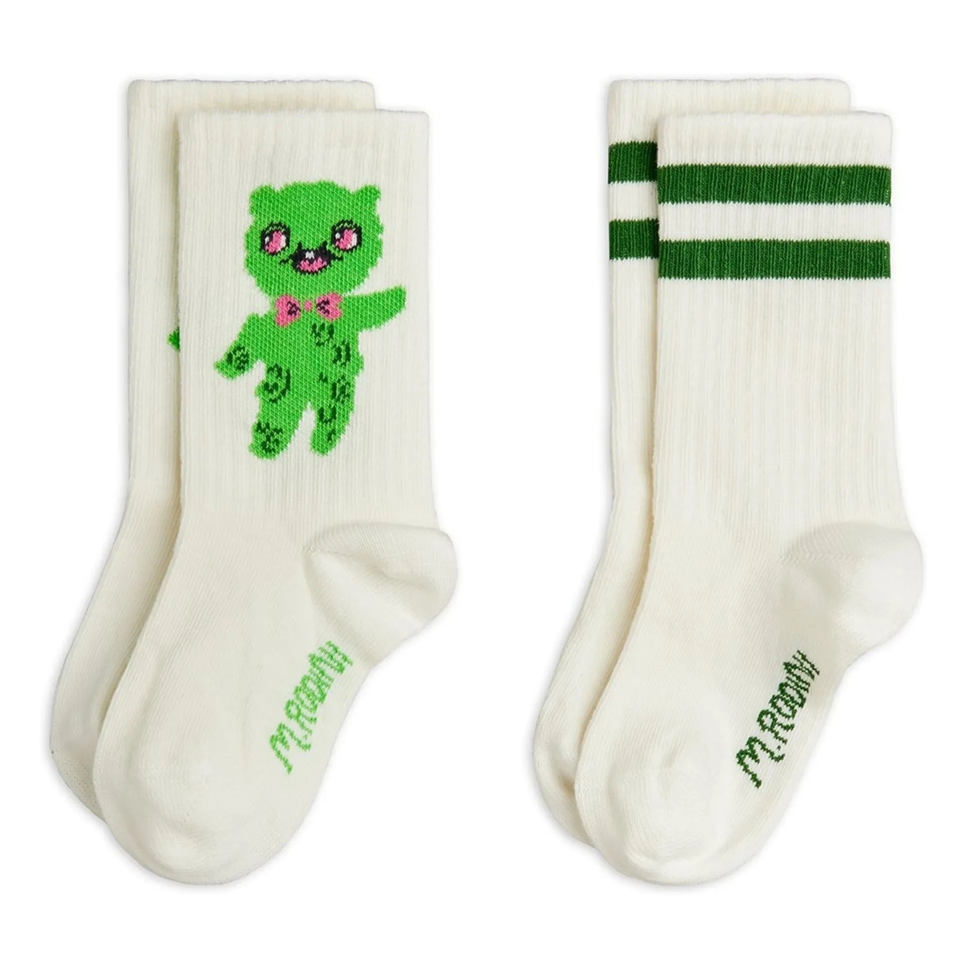 Mini Rodini - Set de 2 calcetines Aliens de algodón orgánico | Crudo