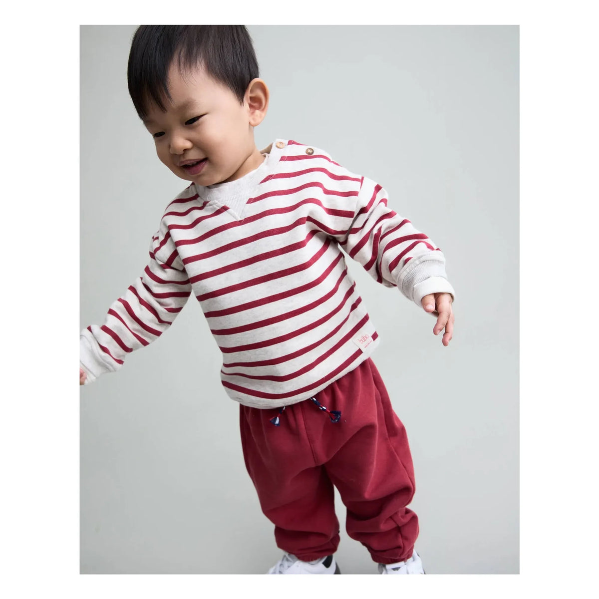 Búho - Rojo cereza | Sudadera de algodón orgánico a rayas