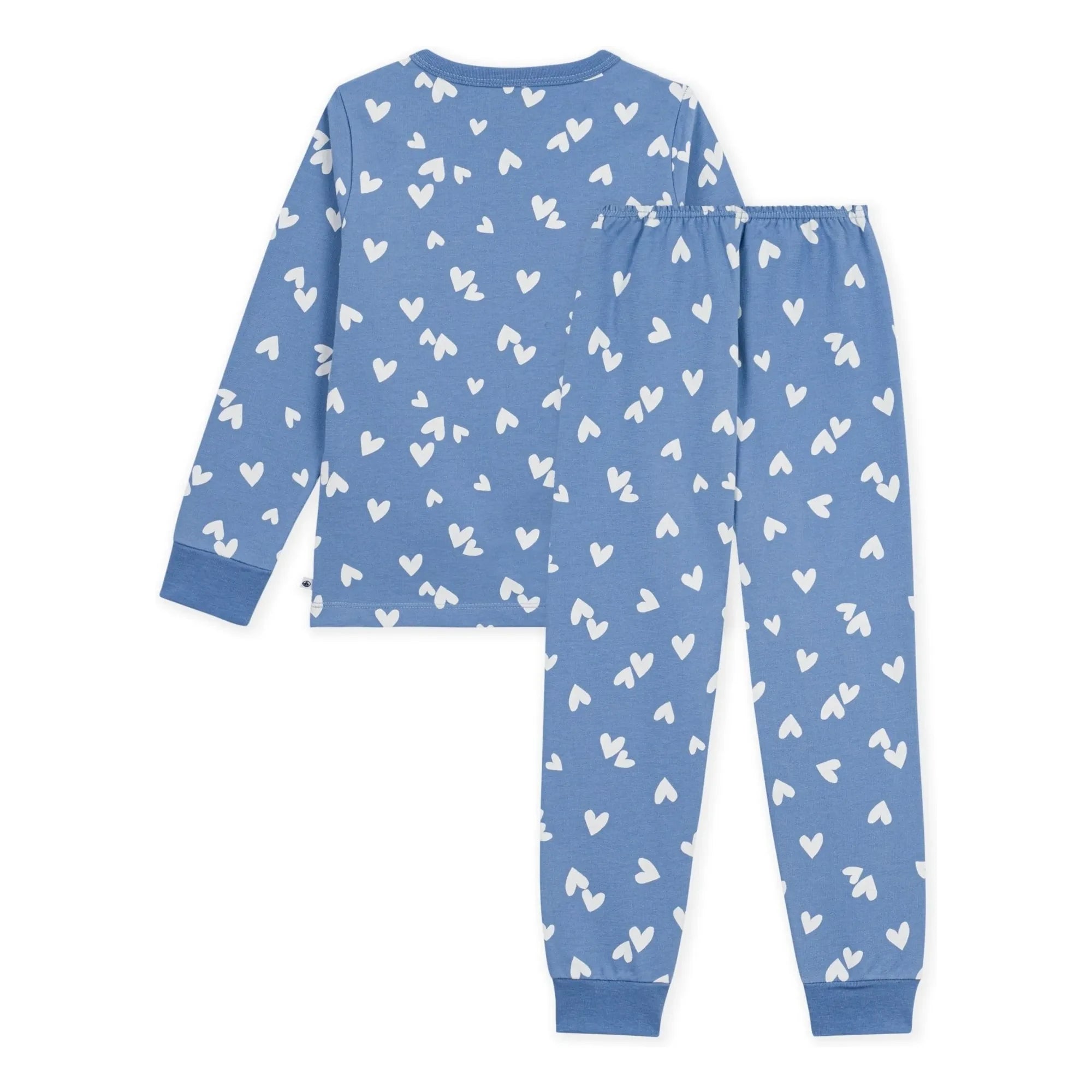 Petit Bateau - Organik pamuklu polar kalpli pijama | Mavi