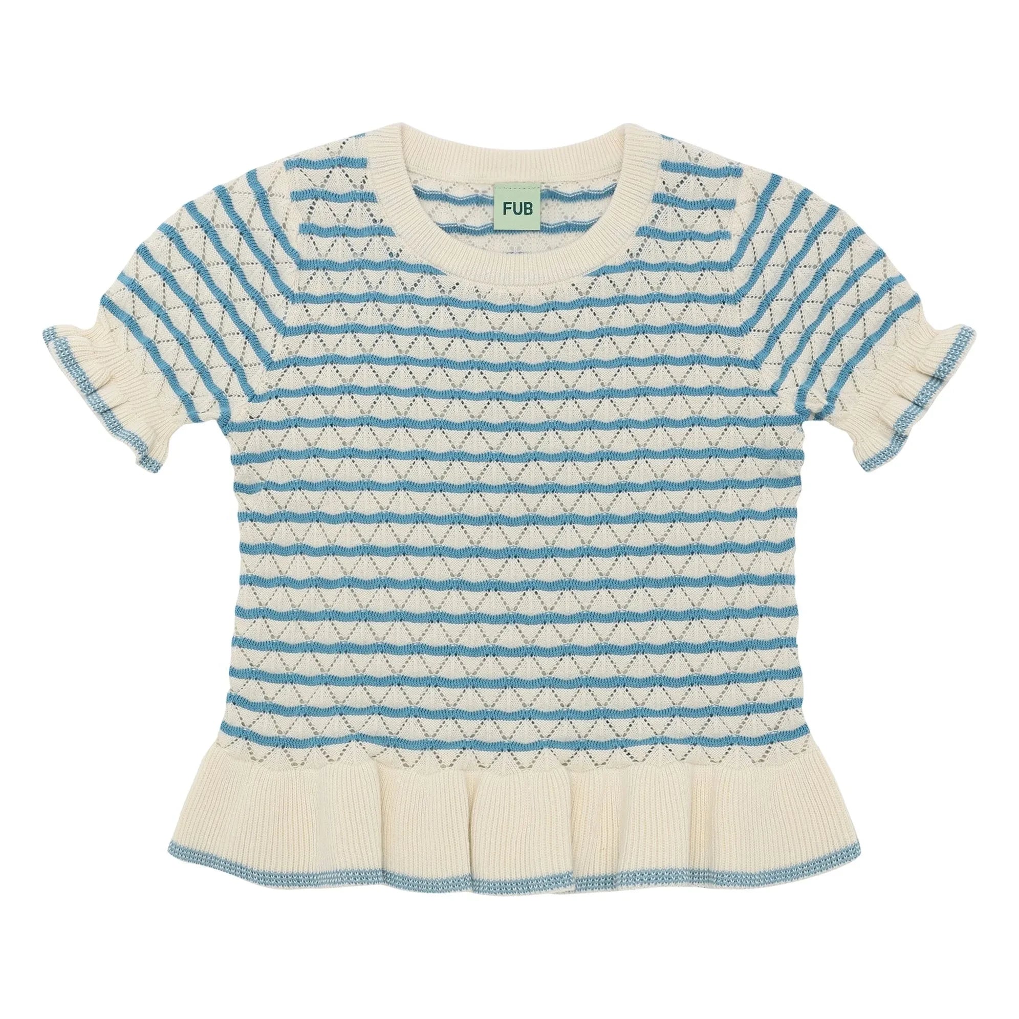 FUB - Camiseta punto fino algodón orgánico calado | Azul celeste