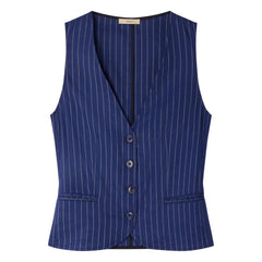 Sessùn - Blusa sin mangas de lino a rayas Fernando | Azul marino