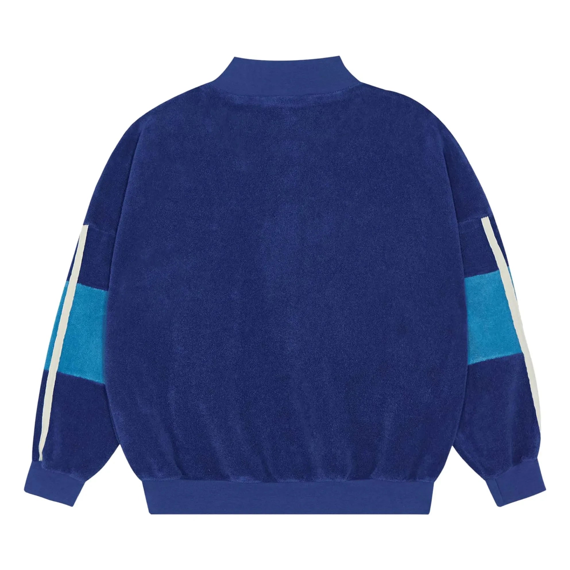 The Campamento - Sudadera con cremallera de toalla y bloques de color | Azul marino