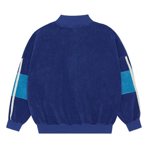 The Campamento - Sudadera con cremallera de toalla y bloques de color | Azul marino