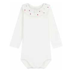 Petit Bateau - Body de algodón orgánico con cuello con volantes | Blanco