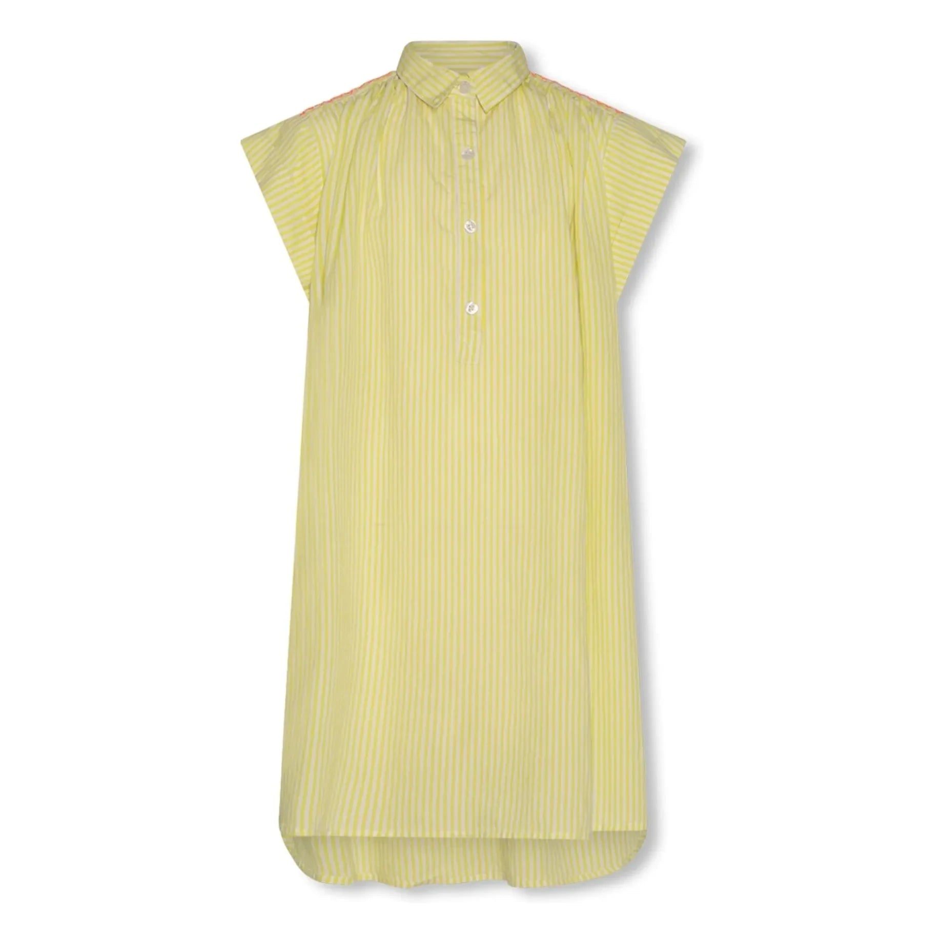 AO76 - Vestido camisero de rayas con pedrería | Amarillo