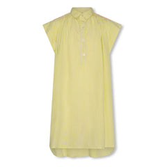 AO76 - Vestido camisero de rayas con pedrería | Amarillo