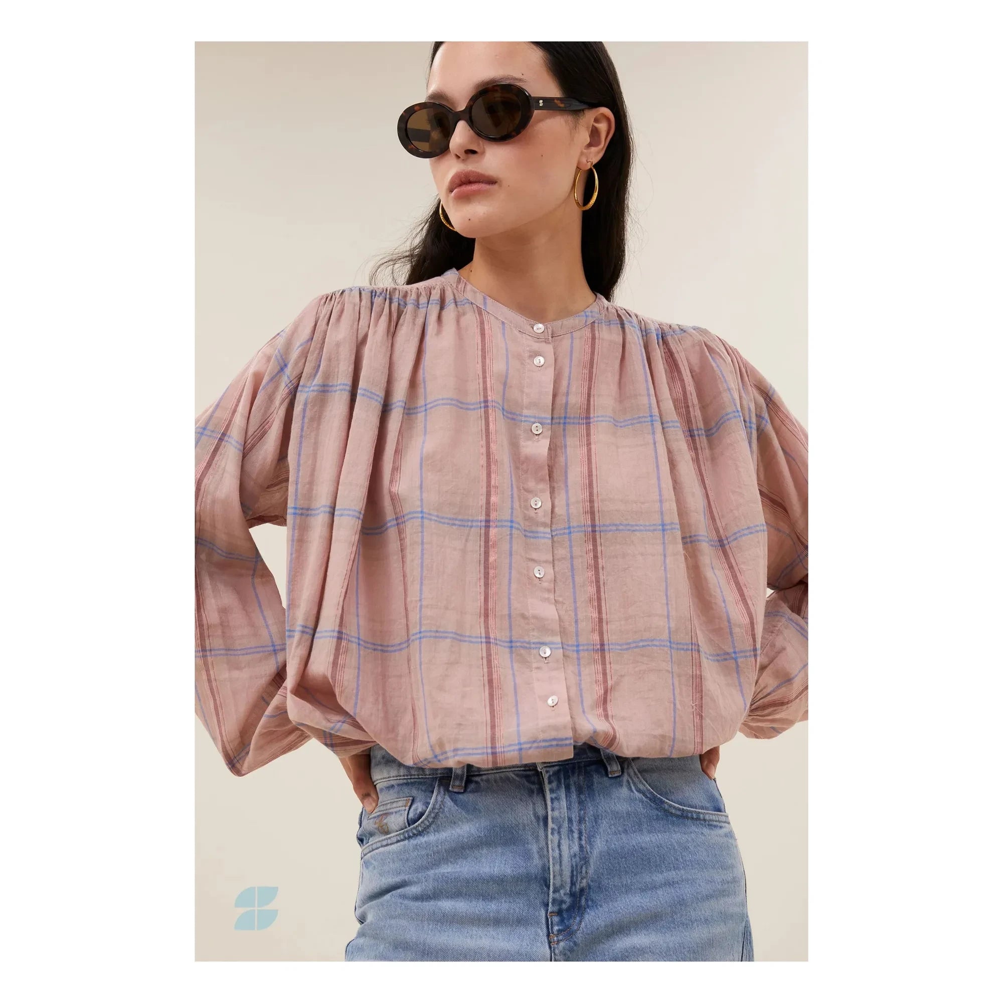 By Bar - Blusa de algodón orgánico Nyka | Rosa empolvado