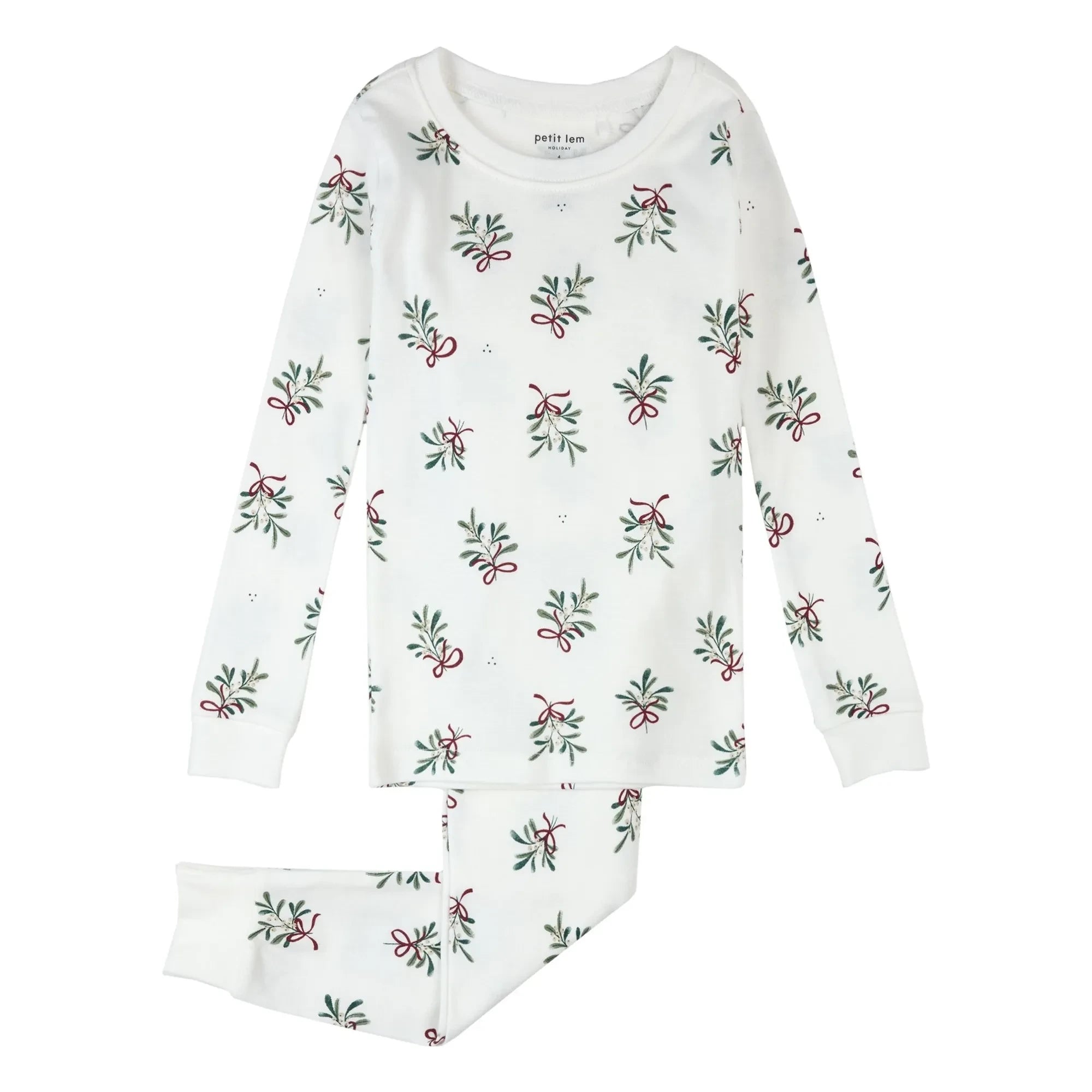 Petit Lem - Pijama de algodón orgánico con muérdago | Blanco