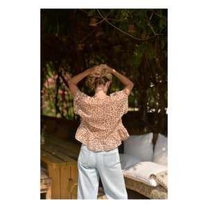 Marlot Paris - Blusa Suzon Leopardo Algodón Voile - Colección Mujer | Rosa Claro