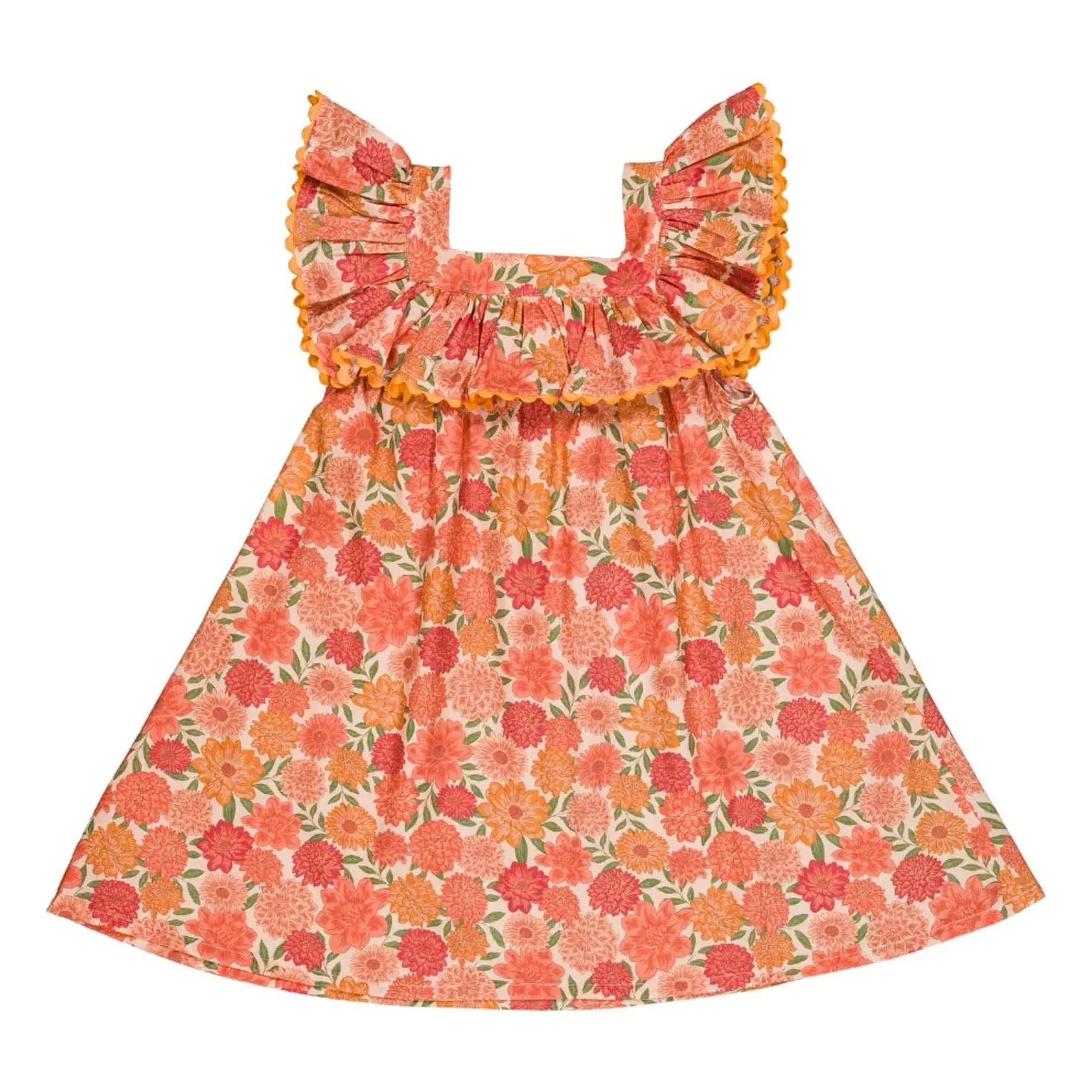 Loir - Vestido de algodón orgánico con estampado de flores de Paz | Coral