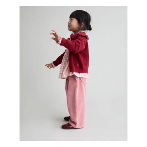 Búho - Cárdigan para niña cuello Claudine | Rojo cereza