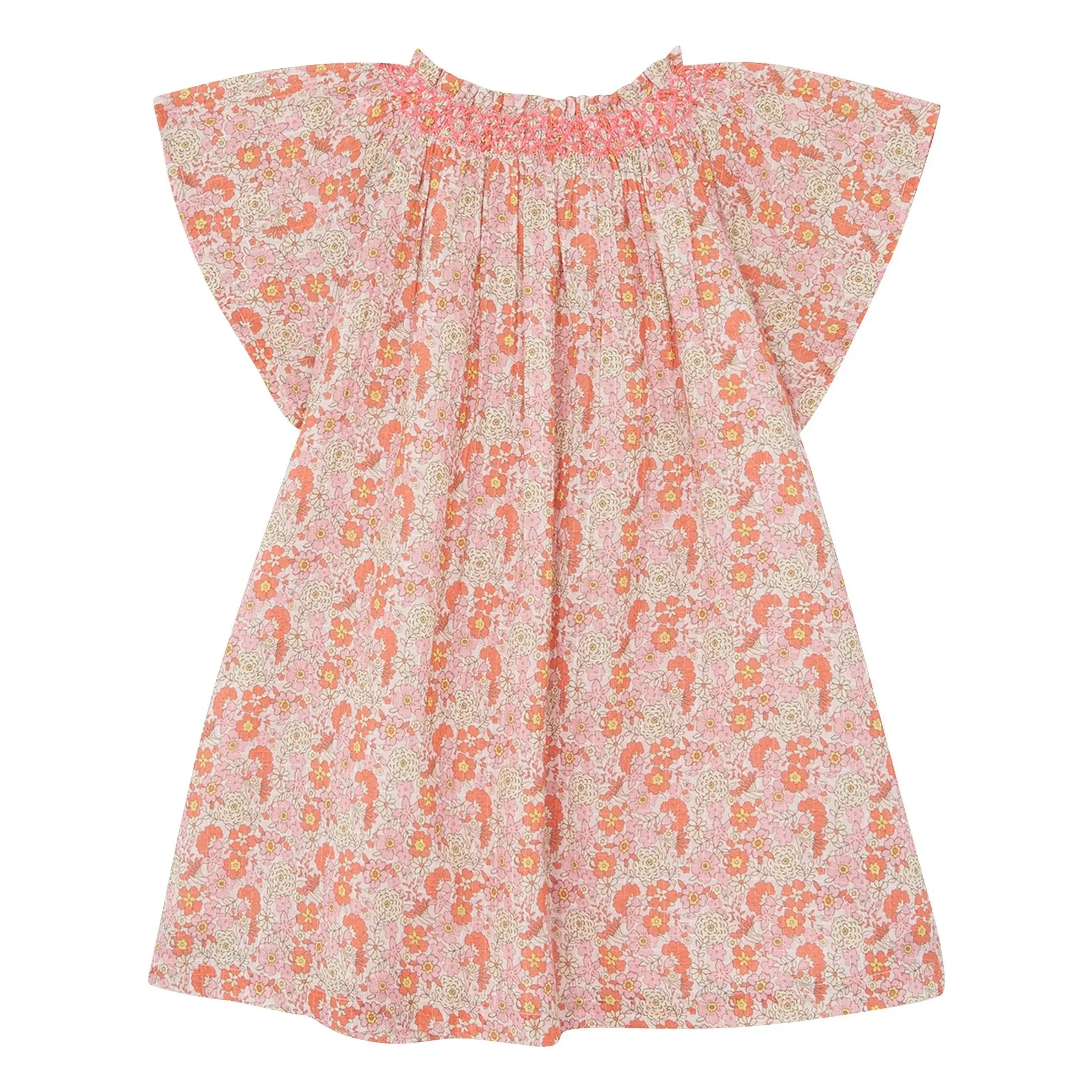 Bonton - Vestido fruncido de avellana floreada | Rosa