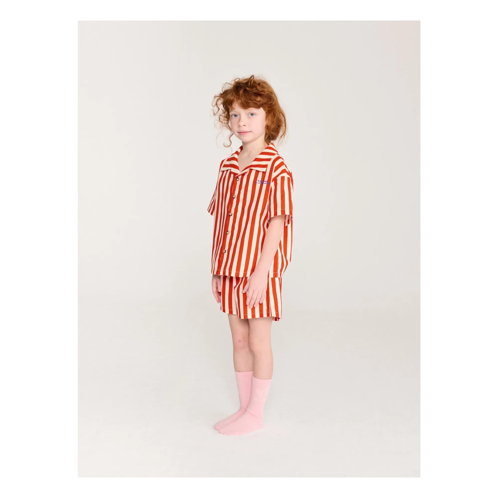 Bobo Choses - Conjunto de Camisa y Pantalón Corto de Algodón Orgánico a Rayas | Rojo