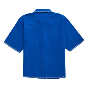 Maison Mangostan - Camisa de velo bordada azul