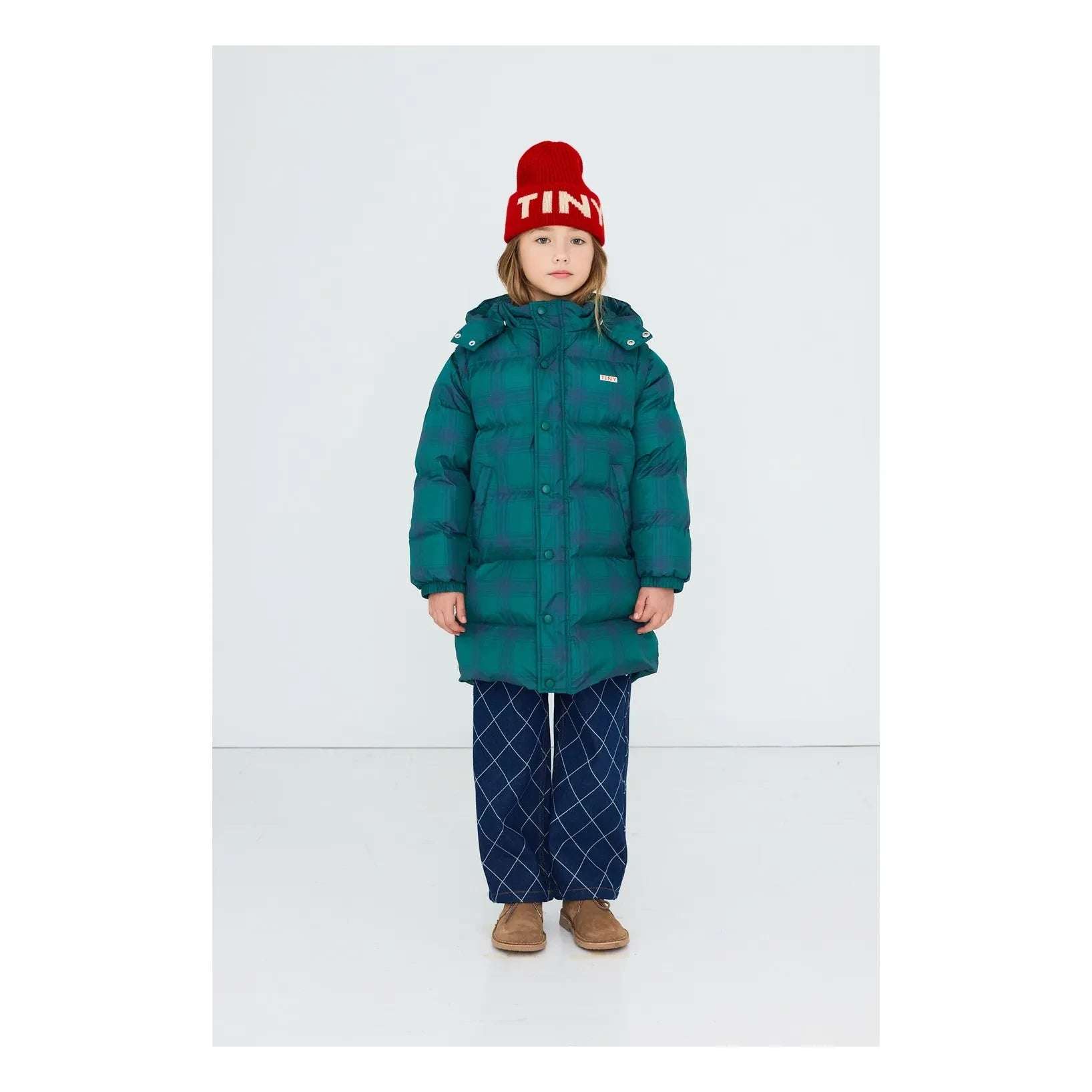Tinycottons - Tartan Şişme Mont | Yeşil