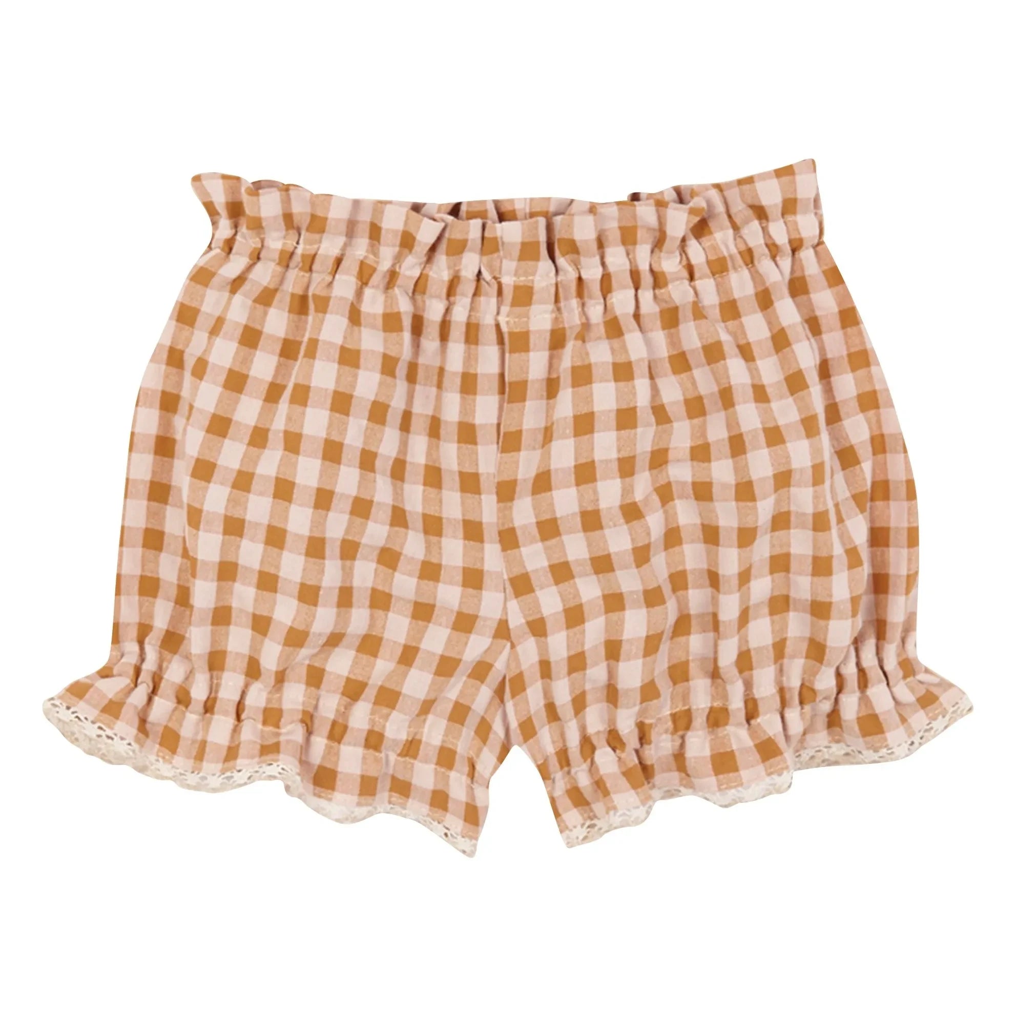 birinit - Conjunto de blusa y braguita de vichy de algodón orgánico | Caramelo