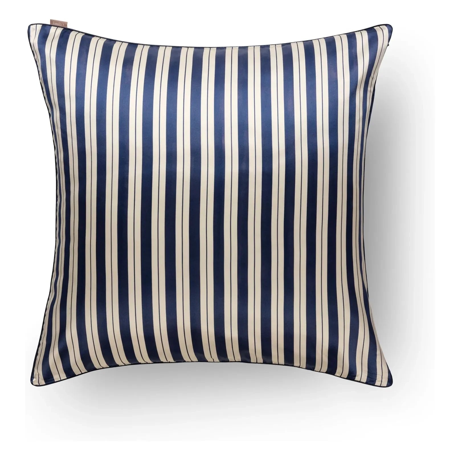 Funda de almohada de seda de morera con estampado de rayas Emily's Pillow | Azul oscuro
