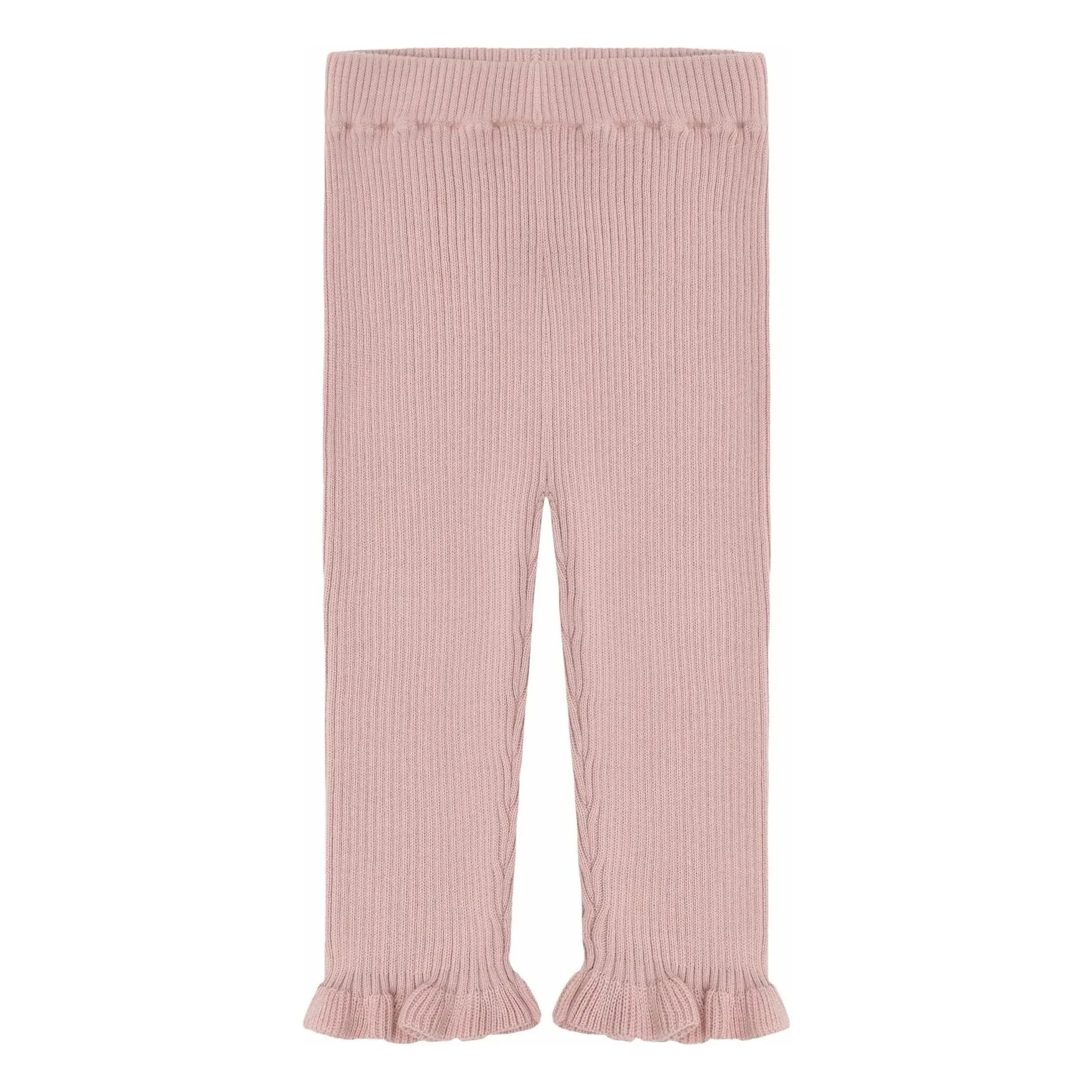 FUB - Leggings de algodón orgánico de punto fino con volantes | Rosa claro