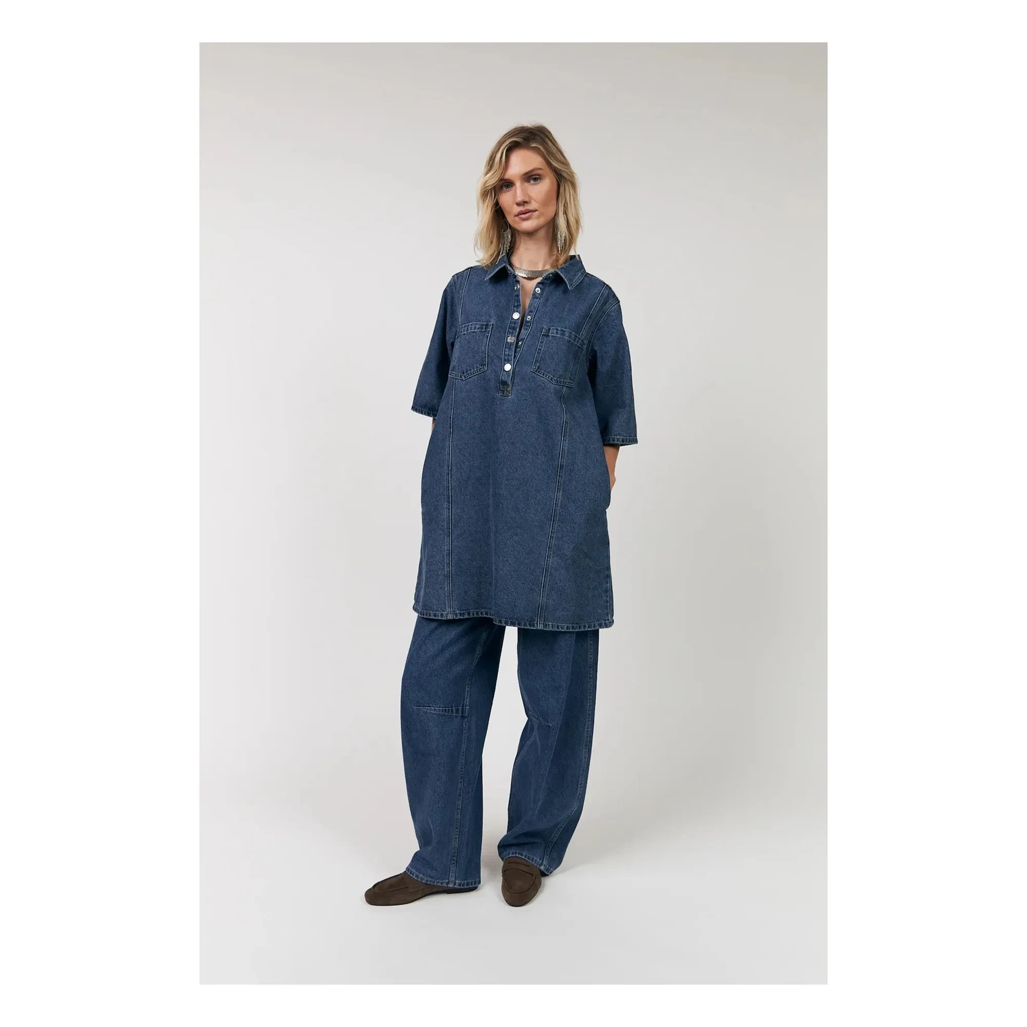 Lollys Laundry - Vestido de algodón Mola | Azul denim