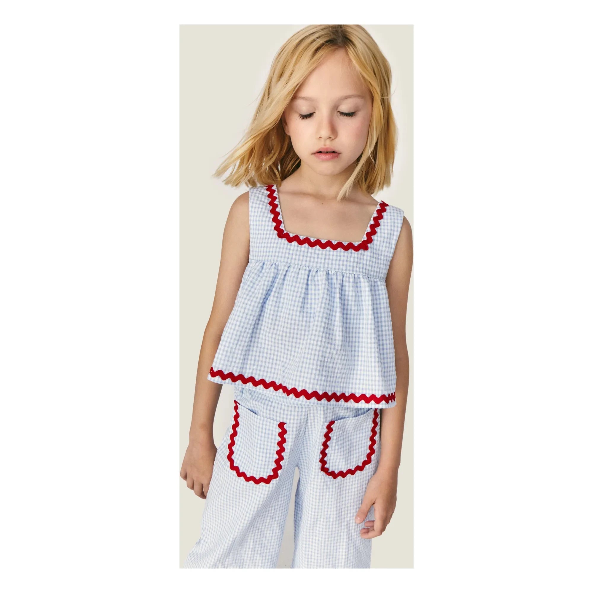 Mipounet - Pantalones Pauline Vichy | Azul